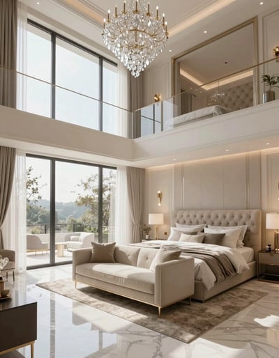 Luxurious Modern Bedroom with Mezzanine