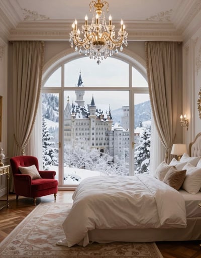 Luxurious Snowy Castle Bedroom