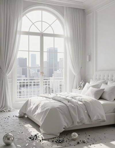 Luxurious White Bedroom with City View