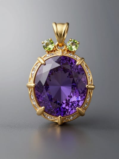 Luxury Amethyst Pendant with Peridot Accents