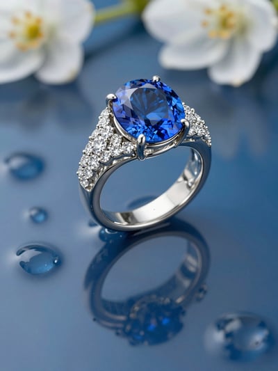 Luxury Blue Sapphire Ring with Diamond Accents