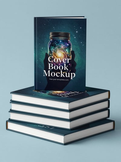 Luxury Book Cover Mockup with Galaxy Design