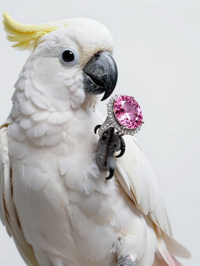 Luxury Diamond Ring on White Cockatoo