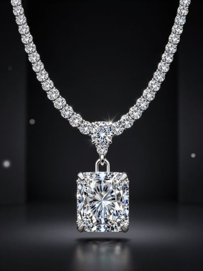 Luxury Emerald-Cut Diamond Necklace
