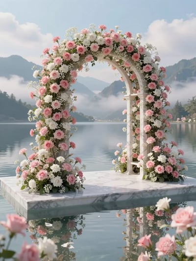 Luxury Floral Archway in Serene Landscape