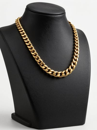 Luxury Gold Chain Necklace on Black Jewelry Bust