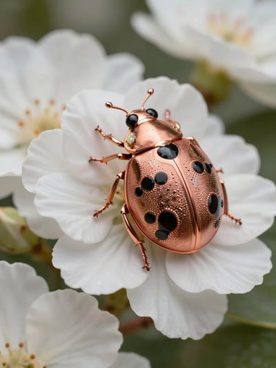 Luxury Ladybug Figurine on White Flower