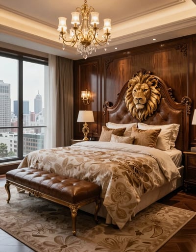Luxury Lion Headboard Bedroom