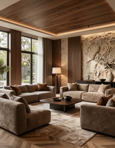 Luxury Living Room with Earthy Elegance