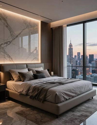 Luxury Modern Bedroom with City View
