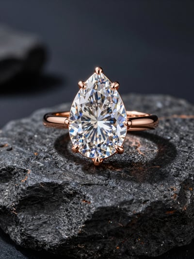 Luxury Pear-Shaped Diamond Ring on Rose Gold Band