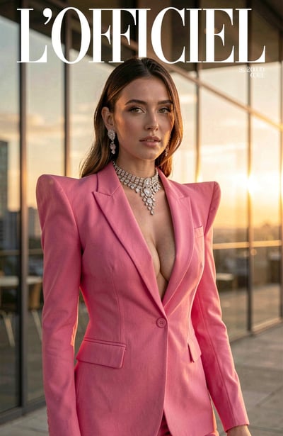 Luxury Pink Blazer with Exaggerated Shoulders