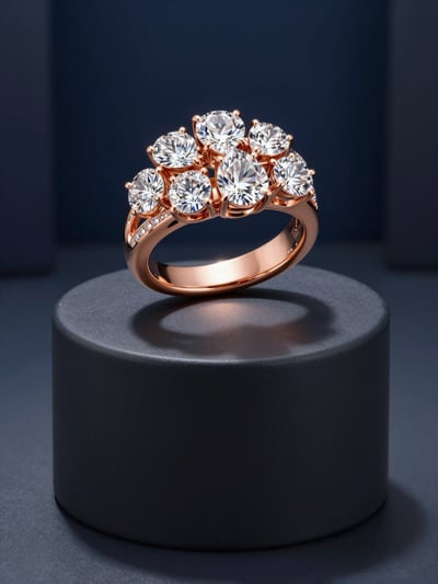 Luxury Rose Gold Diamond Ring on Pedestal