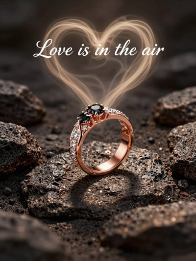 Luxury Rose Gold Ring with Black Diamonds