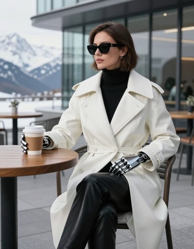 Luxury Winter Fashion with Robotic Accents