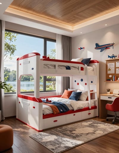 Modern Airplane Bunk Bed Bedroom