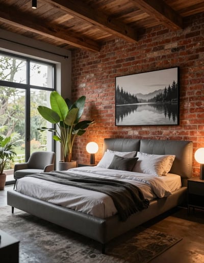 Modern Brick Bedroom Oasis