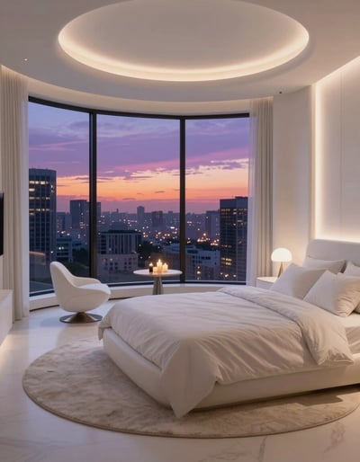 Modern Circular Bedroom with City View