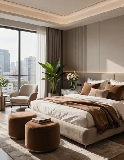 Modern City View Bedroom