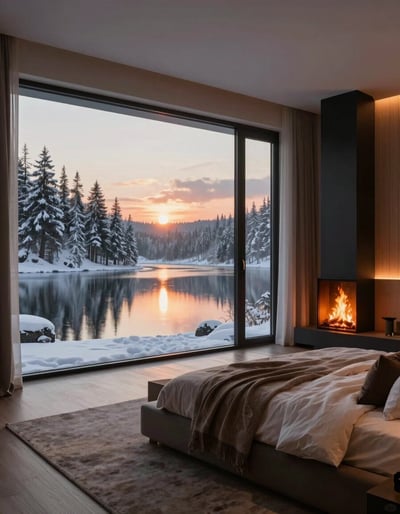 Modern Lakeside Bedroom Retreat