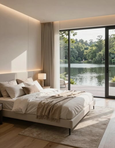Modern Lakeside Bedroom Retreat