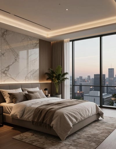 Modern Luxury Bedroom with City View