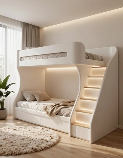 Modern Minimalist Bunk Bed Bedroom