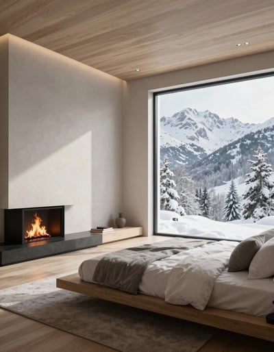 Modern Minimalist Mountain Retreat Bedroom