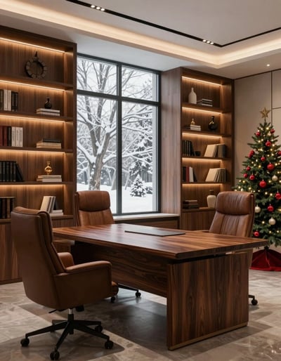 Modern Office with Winter View