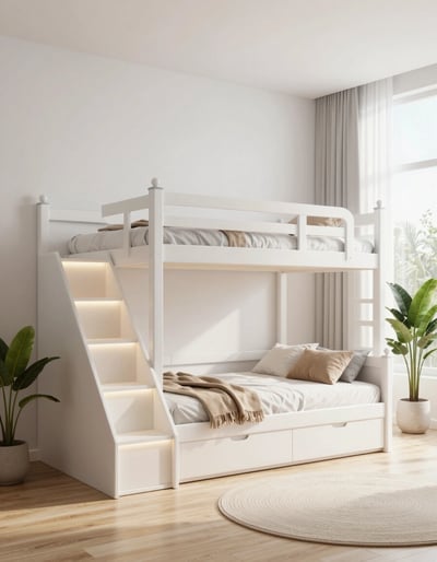 Modern White Bunk Bed Bedroom