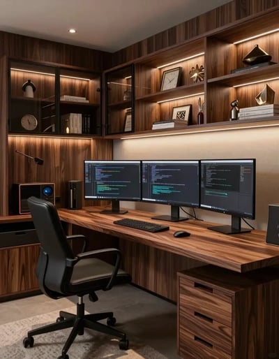 Modern Wooden Home Office with Advanced Workstation