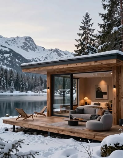 Modern Wooden Lakeside Cabin