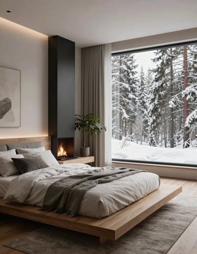 Modern Woodland Retreat Bedroom