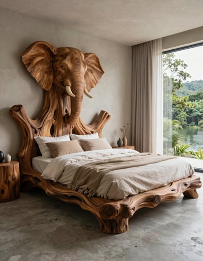 Organic Luxury Bedroom with Elephant Accent