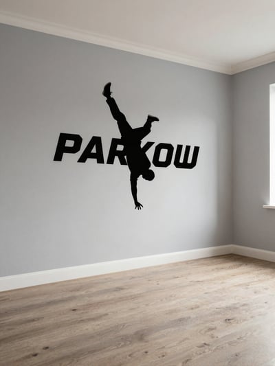 Parkour Wall Decal in Empty Room