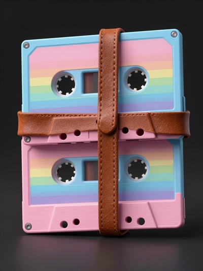 Retro Cassette Tape with Pencil and Leather Strap