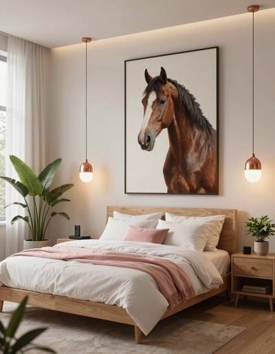 Serene Bedroom with Equine Elegance