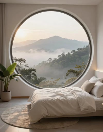 Serene Circular Window Bedroom