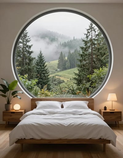 Serene Circular Window Bedroom