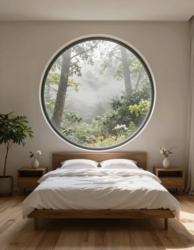 Serene Circular Window Bedroom