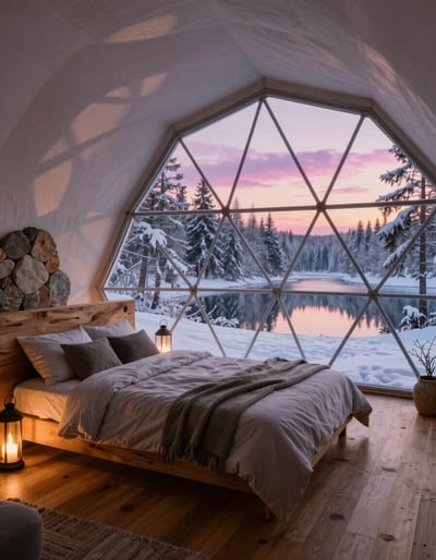 Serene Geodesic Dome Bedroom