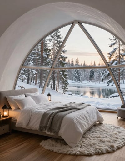 Serene Geodesic Dome Bedroom Retreat