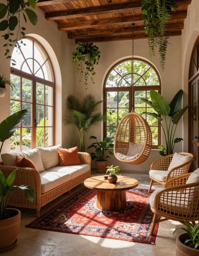 Serene Indoor Oasis with Natural Elements