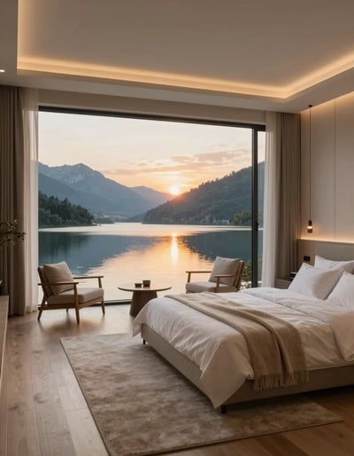 Serene Lakeside Bedroom Retreat