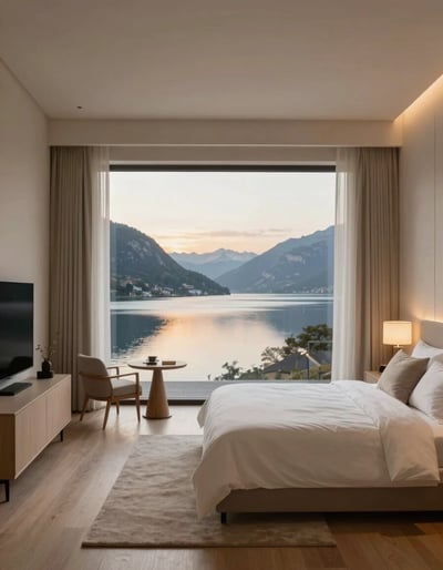 Serene Lakeside Bedroom Retreat