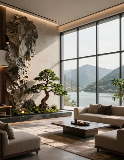 Serene Modern Living Room with Natural Elements