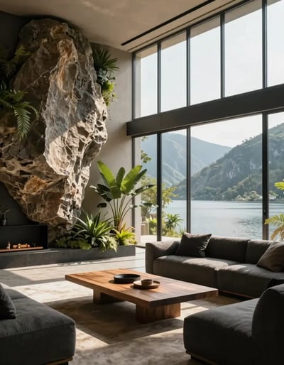 Serene Modern Living Room with Natural Elements
