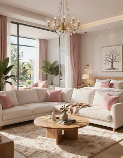 Serene Modern Living Room with Pastel Hues