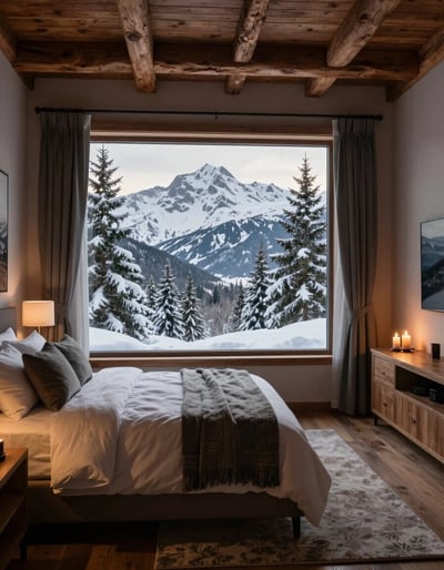 Serene Mountain Lodge Bedroom