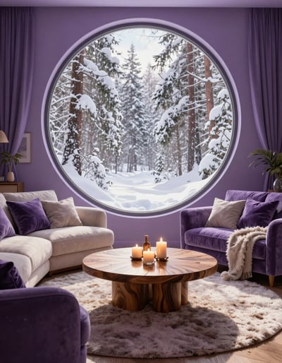 Serene Purple Winter Living Room
